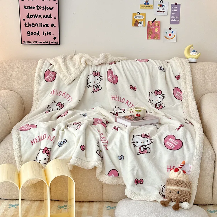 【艺凡】卡通双层保暖加厚牛奶绒羊羔绒毛毯三丽鸥午睡盖毯被套