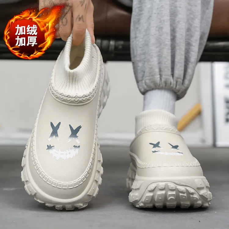 棉拖鞋男冬季加绒加厚保暖防寒包头拖鞋男士防水防滑居家包跟棉鞋