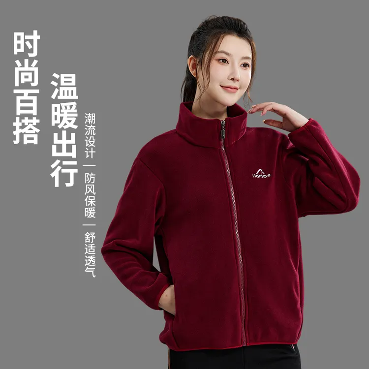 2025新款秋冬奥粒绒加厚加绒休闲外套中老年妈妈女装户外立领上衣