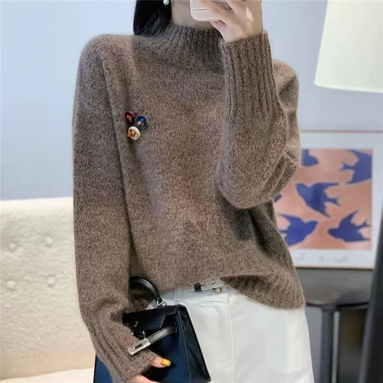 女士上衣针织衫高领套头秋冬百搭毛衣