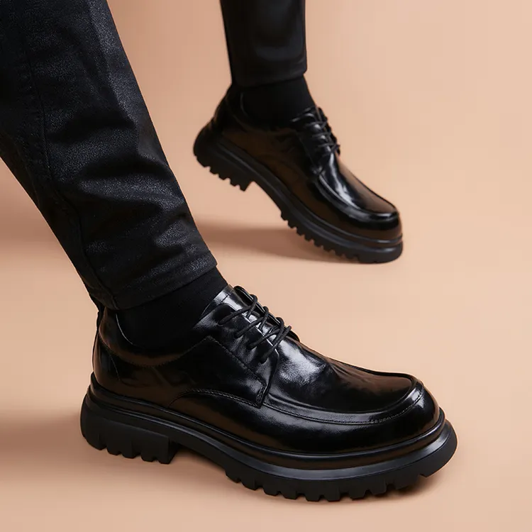 头层牛皮2025新款男士商务正装皮鞋男款真皮休闲英伦厚底增高男鞋
