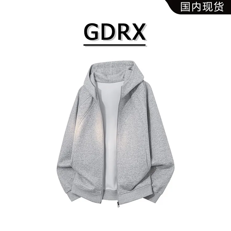GDRX美式解构长袖连帽男士卫衣2026春季新款休闲宽松大码上衣外套