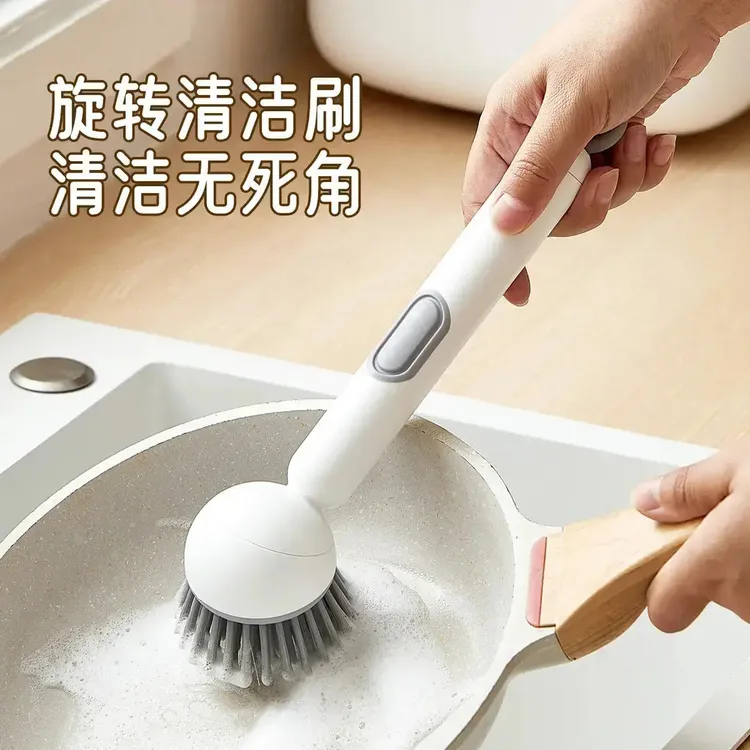 加液长柄锅刷家用厨房不沾油清洁刷多功能洗锅刷不脏手旋转洗碗刷