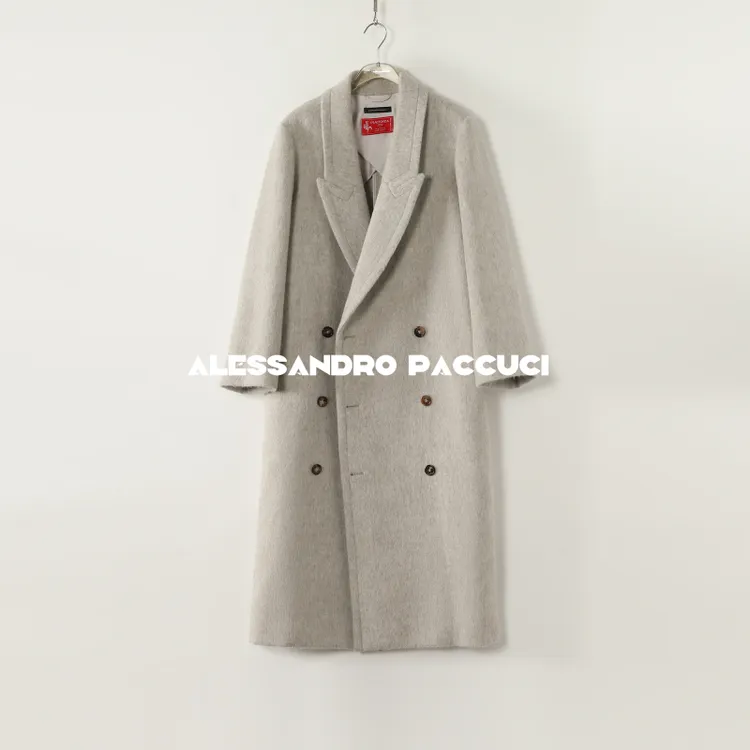 AP洛哥53015DY【黑标系列长款】意大利PIACENZA羊驼毛排扣大衣