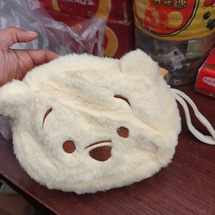 新款卡通双面毛绒包可爱少女翻翻手拎包