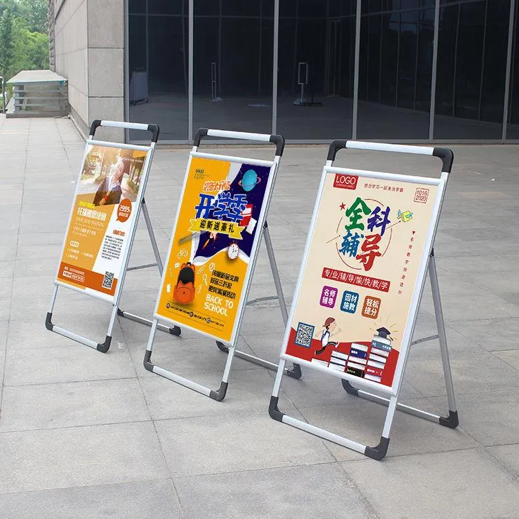 铝合金折叠手提海报架开启式 A型广告牌折叠展架宣传展示架挂画
