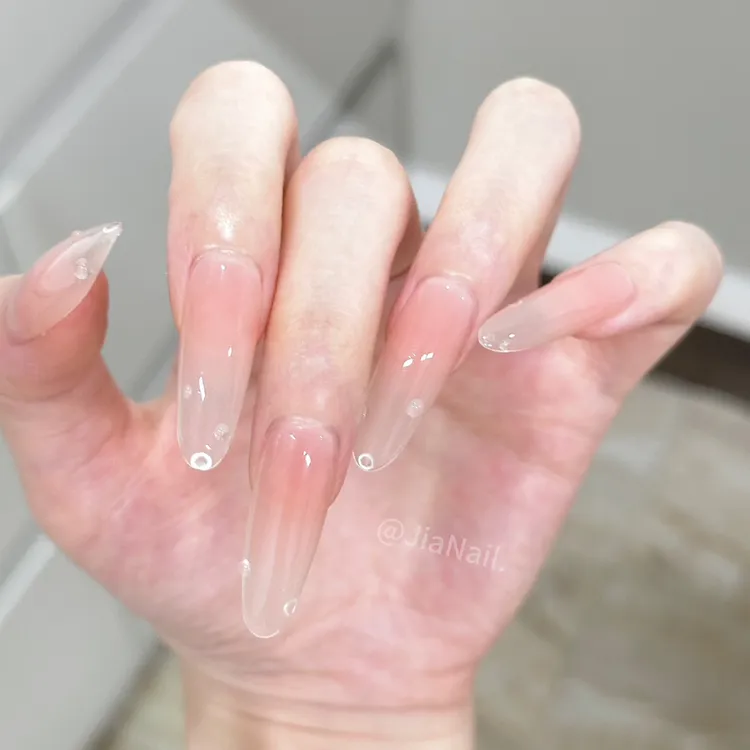 纯欲水滴 JiaNail手工立体水滴裸色美甲白开水穿戴式甲片可拆卸