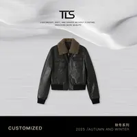 TT【飞行皮衣】土耳其进口绵羊皮内里90白鹅绒大毛领皮衣外套PY5053