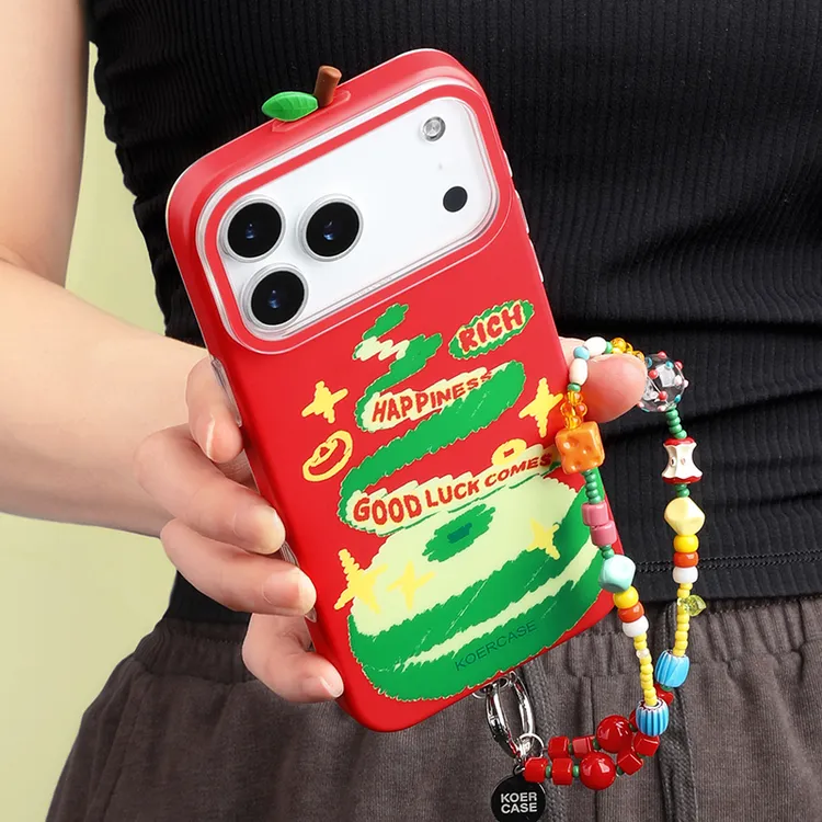 青苹果涂鸦好幸运2026新年磁吸挂绳适用苹果iPhone17ProMax15pro