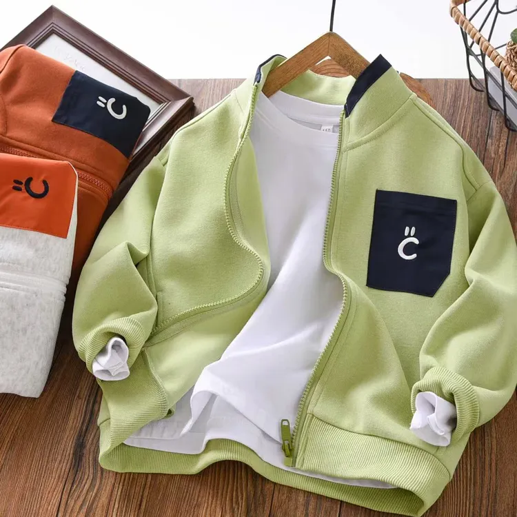 男童外套春秋款2025新中大童男孩针织夹克儿童休闲运动服