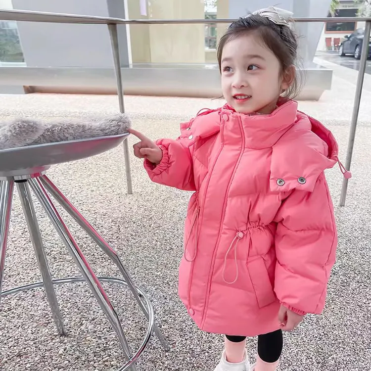 QIAERDE/洽尔德女童秋冬装棉衣2024新款儿童加厚连帽棉衣保暖