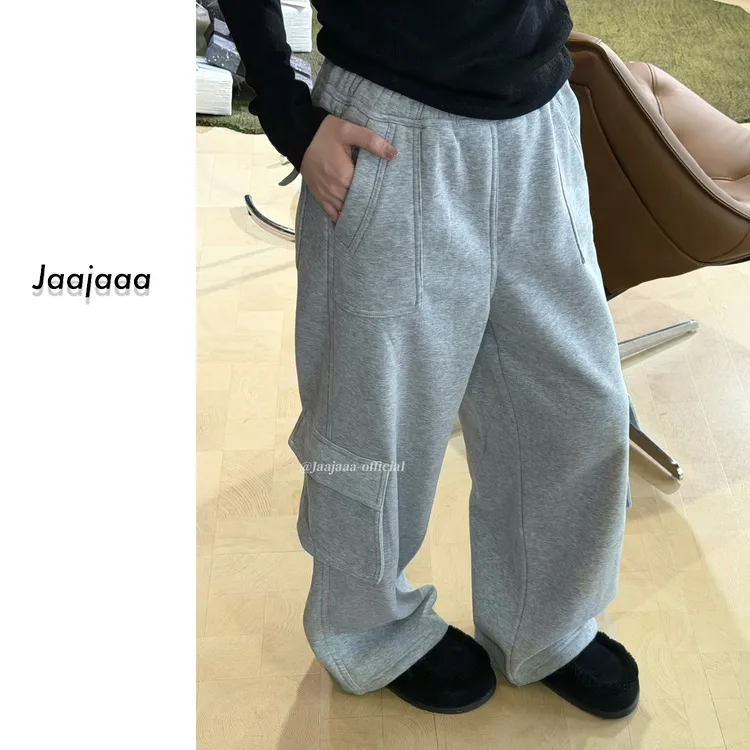 Jaajaaa梨云梦远  小众简约百搭通勤日常工装设计口袋直筒裤/ACI