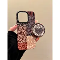 适用苹果iphone16promax拼接豹纹15pro磁吸14ins支架13早秋手机壳