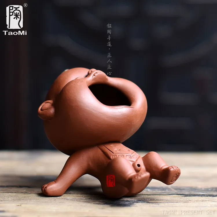 陶迷喷水茶宠茶玩家居摆件紫砂撒尿娃娃尿童手工制作创意茶道器具