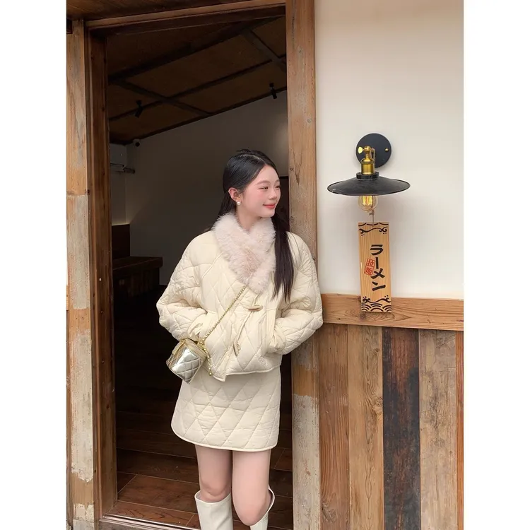 冬季时尚百搭短款小个子网红气质外套小香风加厚棉服 新中式御姐