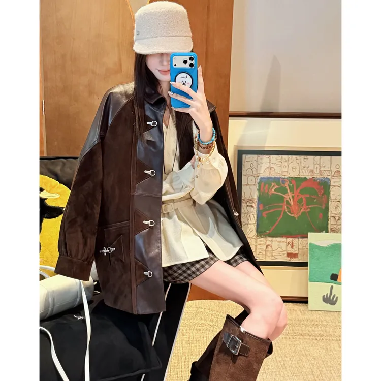 PCNY丨不理理「松岭闲云」进口绒面小羊皮+油蜡小羊皮皮衣鹅绒服