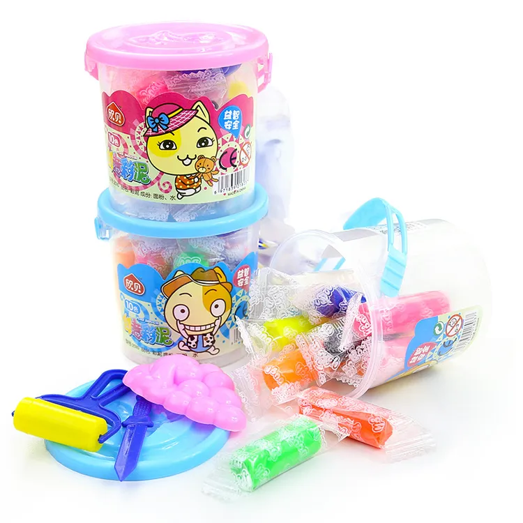 幼儿园手工橡皮泥模具玩具儿童彩泥套装美术课制作桶装10色黏土