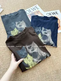 【3只小猫】卡通减龄慵懒风宽松百搭上衣女长袖圆领T恤潮