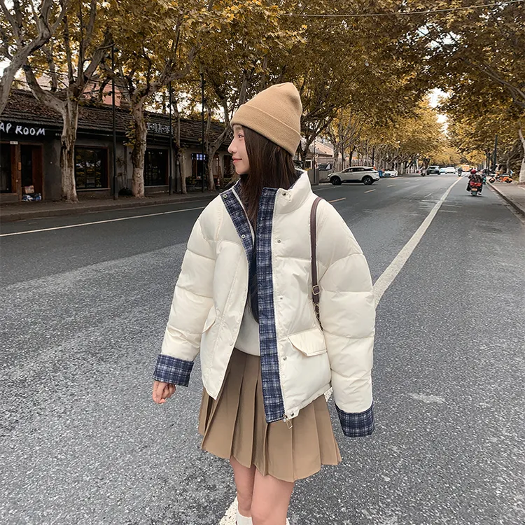 立领拼接短款透气女韩版立领外套保暖宽松百搭棉服棉衣宽松秋冬