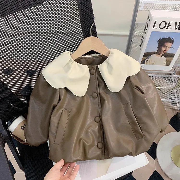 女童皮衣外套秋装2025新款洋气儿童时髦宝宝秋季夹克小童上衣春秋