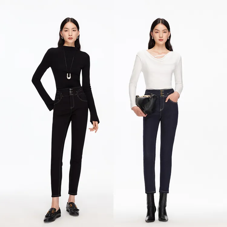 Vero Moda牛仔裤2025秋冬新款含棉莱赛尔九分小脚裤325449001