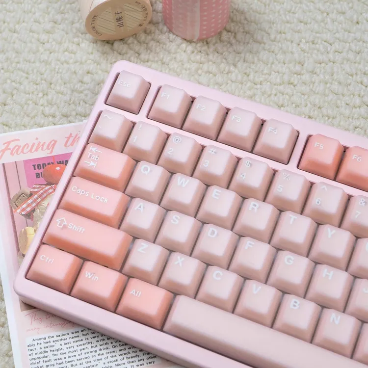 粉色樱花半透机械键盘键帽大全套PBT+PC二色原厂Woooting/美加狮