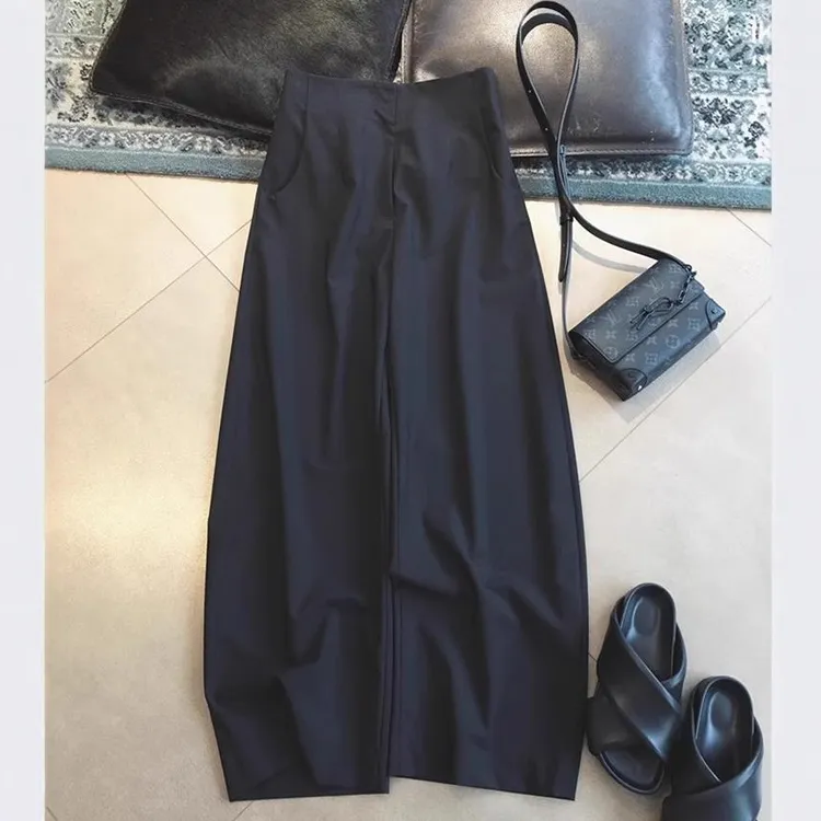 高腰黑色垂感西装长裤女秋季新款时尚气质大码胖妹妹适用