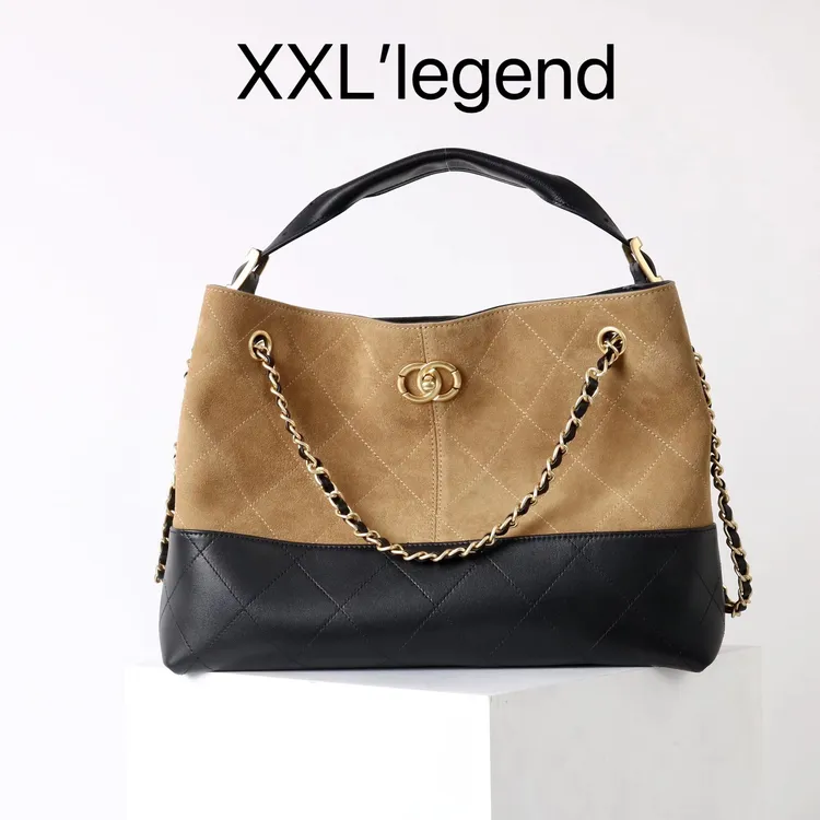 XXL’legend定制皮小香风菱格链条包25A拼色牛皮托特单肩手提包