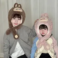 宝宝帽子毛绒卡通护耳帽加厚帽子中大童秋冬ins出游可爱保暖