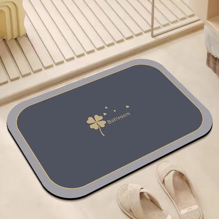 俏虎四叶草吸水脚垫家用简约厕所浴室地垫速干防滑卫生间橡胶门垫商品图