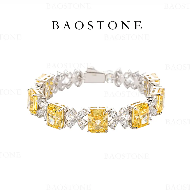 925银合成锆石手链 BAOSTONE【艳彩夺目】 黄色奢华轻奢满钻S88