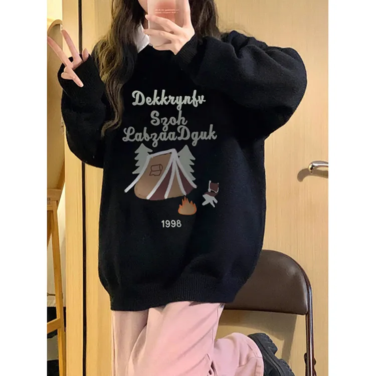 胖MM特大码300斤美式复古oversize毛衣女秋冬宽松慵懒风针织上衣
