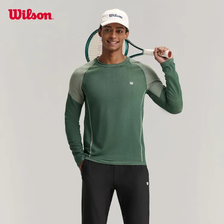 Wilson威尔胜流光风男士COURT一体织弹力透气运动长袖WM20063