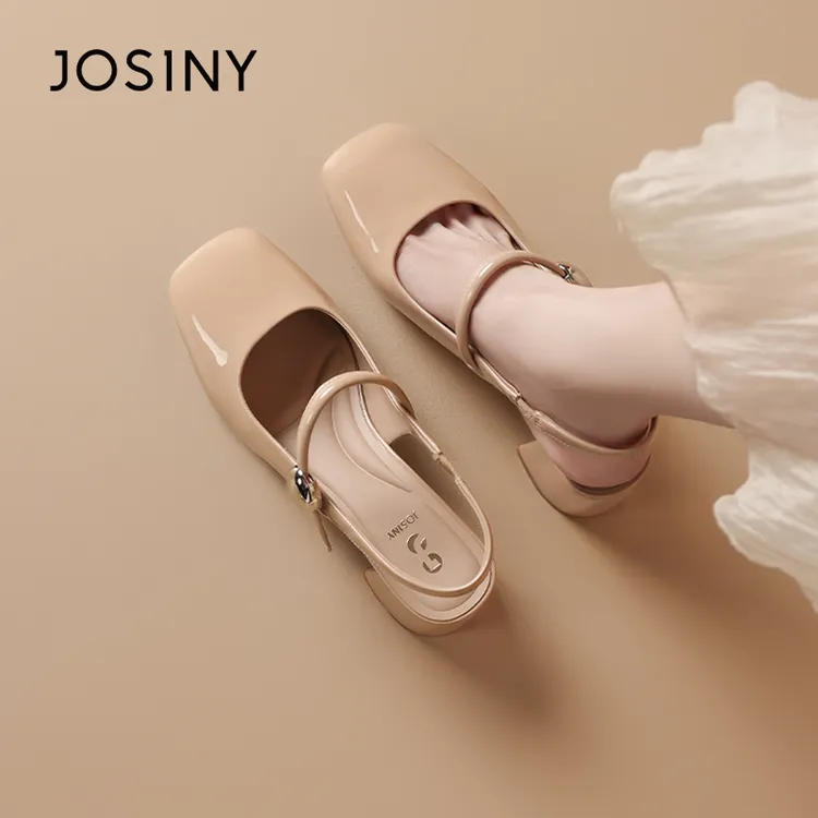 卓诗尼裸色包头凉鞋女夏外穿2025新款百搭玛丽珍海边沙滩高跟凉鞋