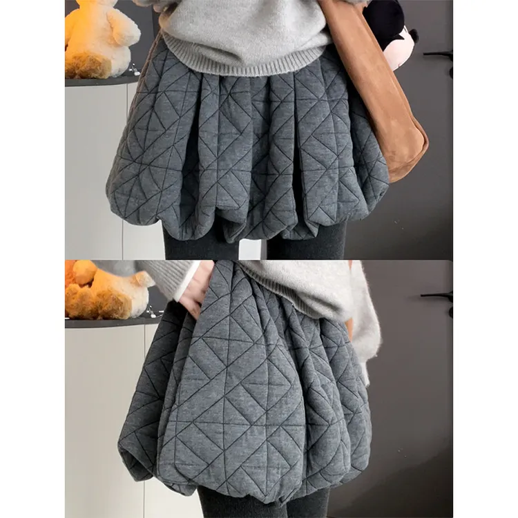 菱格花苞休闲裤女秋冬2026新款韩版宽松高级感气质加厚阔腿裤短裤