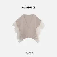 GUIDI GUDI【御风】黄加蓝重工蕾丝披肩外套