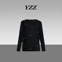 YZZ“花叙”褶皱手工定制捏花三宅气质宽松优雅上衣 680288