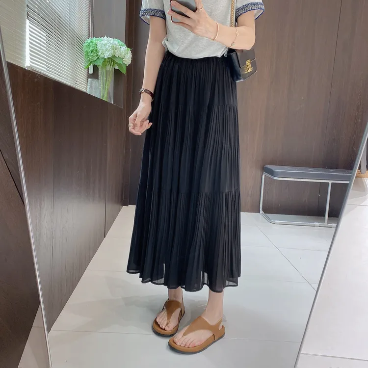 IMFLY金小金自制女装 半身裙DYQ735高腰气质垂感大裙摆半身裙女