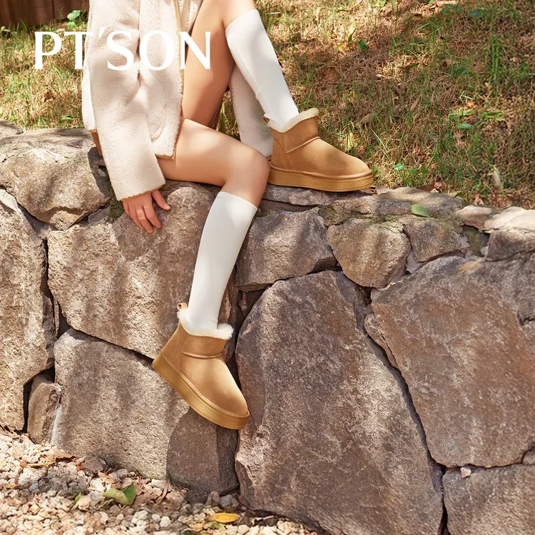 百田森东北雪地靴女加绒保暖2025冬季新款厚底户外靴舒适加厚短筒