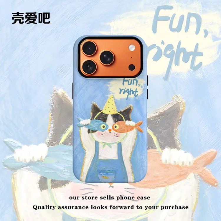 卡通蓝猫鱼磁吸菲林二合一防摔手机壳适用华为苹果vivo小米OPPO