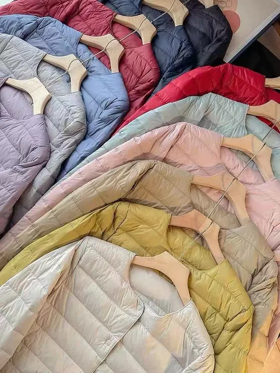 《001轻薄款》小排骨女短款内搭女式无领轻便冬薄款外套