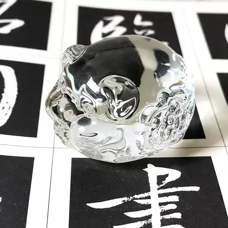 水晶透明小猪摆件茶宠