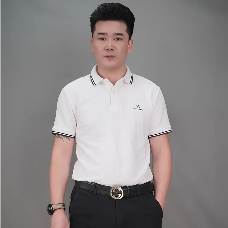 华力盛休闲百搭白色翻领短袖男士Polo纯棉时尚半袖宽松网红款男装