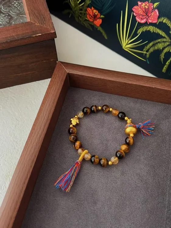 铜合金手链 新中式虎眼葫芦手串