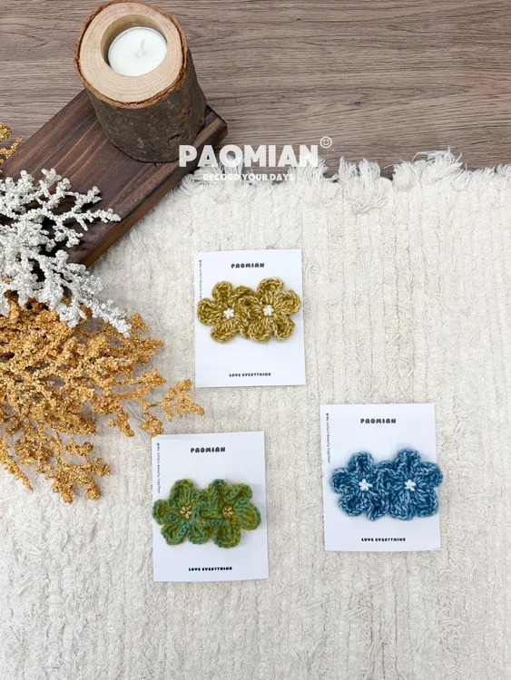 北欧手工勾花鸭夹少女心简约宝宝儿童甜美发夹发卡手工发圈发饰