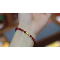 天然辰砂小金鱼925银镀金朱砂手链YSL508