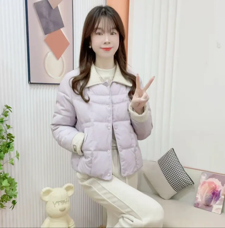 冬季新款撞色棉衣小个子修身保暖显瘦百搭时尚减龄短款棉服外套女