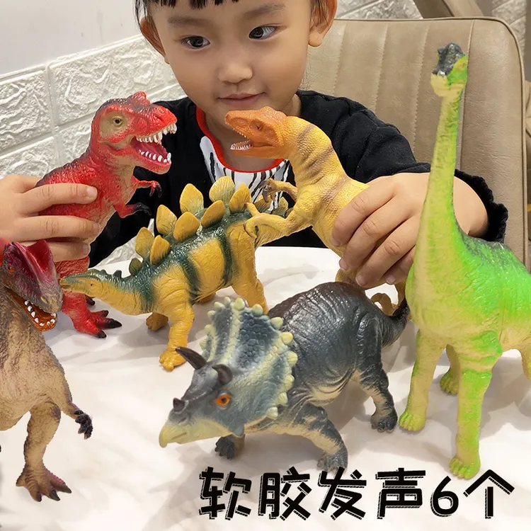 大号软胶仿真恐龙玩具男孩全套设计带发声效果包含霸王龙等恐龙