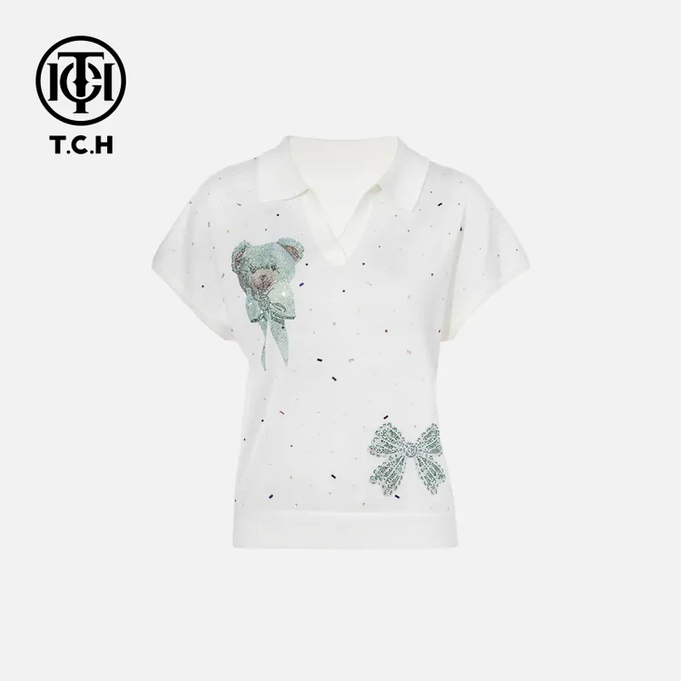 TCH私服烫钻工艺新时尚淑女百搭新潮流T恤女T75B09E5025轻奢tch