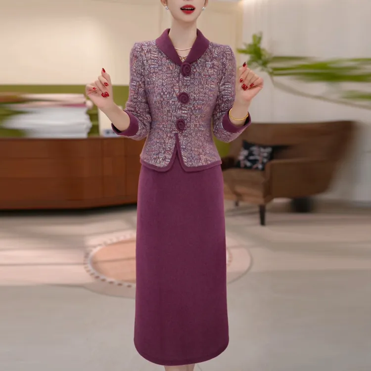 复古假两件时尚气质优雅连衣裙女2025冬季新款端庄大气中长款裙子